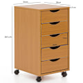 Miniatyrbild 4 av 7: Rootz rullcontainer 33 x 68 x 38 cm MDF trä 5 lådor sonoma - Modern lådcontainer med hjul - Stativcontainer kontorscontainer