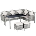 Miniatyrbillede 1 af 6: Rootz Sofasæt - Rattan Sædesæt - Havemøbelsæt - Spisebord - Metal - Grå/Cream