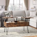 Miniatyrbillede 2 af 9: Rootz Lift Top Sofabord - Skjult opbevaring - Rustikt trælook - Spisebord - Metalben - 115cm x 60cm x 75cm