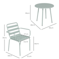 Miniatyrbild 3 av 6: Rootz Trädgårdsmöbler Set - Balkong Bistro Set - 2-delat - Fällbar - Modern Design - Soffbord - Stål - Grön - 51 x 58 x 78 cm