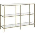 Miniatyrbild 1 av 7: Rootz Konsolbord - Sidobord - 3 hyllor - Förvaringsställ - Glas - Metall - Guld - 100 x 30 x 73 c
