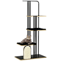Miniatyrbillede 3 af 5: Rootz Kradsestolpe - Industrielt Design - 3 Platforme - 2 Puder - Kradsevæg - Stålramme - Sort - 85 x 48 x 170 cm