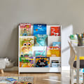 Miniatyrbillede 2 af 6: Rootz børnebogreol - Avisstativ - Opbevaringsorganer til børn - Sikkerhedsfunktioner - Afrundede hjørner - Anti-tip design - 80 cm x 88 cm x 30 cm