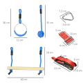 Miniatyrbillede 3 af 4: Rootz Ninja Slackline klatresæt - 30 stykker - 10m reb til børn 3-6 år - blå + sort + rød - 1000 cm x 40 cm x 100 cm