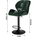 Miniatyrbild 3 av 7: Rootz Barpall - Justerbar bänkstol - Svängbar barstol - Ergonomisk design, robust konstruktion, enkel montering - sammet och metall - 94cm-116cm x 50c