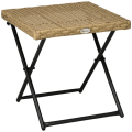 Miniatyrbillede 7 af 7: Rootz Havebord - Polyrattan Balkonbord - Sammenklappeligt - Stålstel - Let at rengøre - Polyrattan - Naturlig - 40x40x40 cm