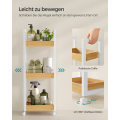 Miniatyrbild 5 av 7: Rootz förvaringsvagn - Vit-naturliga färger - MDF-bambu - Lätt - Rymlig - Enkel montering - 20 cm x 30 cm x 80 cm