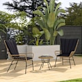 Miniatyrbillede 2 af 6: Rootz Havemøbelsæt - Bistrosæt - Boho Style - Balkonmøbler - Vejrbestandigt - Sofabord - Sædehynder - Stålrør-pe-rattan - Naturligt træ-sort - 78 x 68