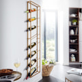 Miniatyrbillede 6 af 7: Rootz stativ væg metal guld 36x150x8 cm stor til 8 flasker - Design væghylde til køkkenet - Flaskestativ Hængende Smal Vægmonteret