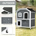 Pikkukuva 8 / 9: Rootz Cat House - Cat Hut - 2-story Cat Mansion - Waterproof Cat House - Asphalt Roof - Fir Wood - Grey - 78 x 55.5 x 91 cm