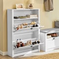 Miniatyrbillede 3 af 7: Rootz hvidt skoskab med 2 klapper - Skovipper - Skokommode - Robust MDF-konstruktion - Ekstra opbevaringsrum - Kan monteres på væggen - 80 cm x 110 cm