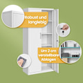 Miniatyrbillede 4 af 5: Rootz Multi -Purpose File Cabinet - Storage Cabinet - Powder -Coated Steel - Holdable - 40x80x180cm - Matt White