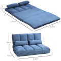 Pikkukuva 3 / 10: Rootz-lattiavuodesohva - Säädettävä selkänoja - Samettikangas - 2-in-1-design - Erittäin mukava - Kestävä teräsrunko - 102cm x 73cm x 60cm - Sininen