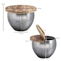 Miniatyrbillede 7 af 7: Rootz sofabord Mango massivt træ - metal 60x43x60 cm industriel stil rundt - Design stuebord med opbevaringsplads - Moderne loungebord sofabord sølv