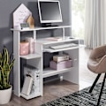 Miniatyrbild 2 av 7: Rootz Modernt datorbord med PC-hylla - Hemmakontor - Tidlös design - Utdragbar tangentbord - Vit - 94 cm x 90,5 cm x 48,5 cm - Generös bänkskiva - Int
