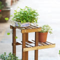 Miniatyrbillede 4 af 6: Rootz blomsterstativ - plantestativ - 6 etagers fire etagers blomsterstativ - Blomstertrapper - Blomsterstige - Massivt træ - 98 x 28 x 96,5 cm