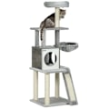 Miniatyrbillede 1 af 10: Rootz PawHut Kattekradsestolpe med hule - Kattetræ - Kattetårn i flere niveauer - Sisalreb - 48,5 cm x 48,5 cm x 141,5 cm