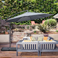 Miniatyrbillede 2 af 8: Rootz Garden Parasol - Cross Base - Vejrbestandig - Solbeskyttelse - Elegant design - Seks Ribber - Cantilever Parasol - Metal-polyester - Grå - 292 c