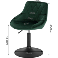 Miniatyrbillede 3 af 7: Rootz Velvet Barstol - Metalbordstol - Justerbar drejestol - Komfortabel, robust, nem at rengøre - 47 cm x 37 cm x 66-82 cm