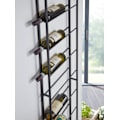 Miniatyrbillede 2 af 7: Rootz stativ væg metal sort 36x150x8 cm stor til 8 flasker - Design væghylde til køkkenet - Flaskestativ Hængende Smal Vægmonteret