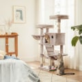 Miniatyrbillede 2 af 7: Rootz Kradsestolpe - Katteskrabestolpe - Kattetræ Kradbestolpe - Gulvstående kradsestolpe - Med platforme - Grå/Blå - 49 x 49 x 135 cm