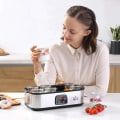 Miniatyrbillede 2 af 9: Rootz Yoghurt Maker - Yoghurtmaskine med lcd-skærm - 8 yoghurtdåser med glaslåg - rustfrit stål - glas - sølv - 36 x 18,8 x 14 cm