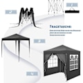 Miniatyrbild 5 av 9: Rootz Garden Gazebo - Utomhustak - Solskydd - UV-skydd - 2m x 2m x 2,4m - Metallram - 210D Oxford-tyg