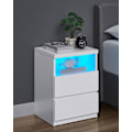 Miniatyrbillede 2 af 7: Rootz Bedside Bord - natbord - Bedside Møbler - Justerbar LED -belysning - 35 cm x 40 cm x 55 cm - Cloud White finish