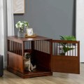 Miniatyrbillede 2 af 4: Rootz Hundebur - Hundehus - Inkluderer hævet stativ - Transportkasse - MDF - Brun - 80,5 cm x 59,5 cm x 67,5 cm