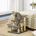 Miniatyrbild 7 av 8: Rootz skrapstolpe - Kattträd - 3-lagers Kitty Ladder - Cat Climbing Toy - Cat Tower - With Ball Toy - Grå - 45 x 40 x 48cm