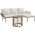 Miniatyrbillede 1 af 7: Rootz Havesiddegruppe - Loungemøbelsæt - Liggestol - Glasplade - PE Rattan - Naturlig + Cremehvid - 122 x 79 x 75 cm