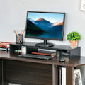Miniatyrbild 2 av 10: Rootz Monitor Stativ - 3 hyllor - Längd Vinkel Justerbar - Dubbelskärm Stativ - Trähylla - Bildskärmshållare för dator - Svart - 80-117 x 23,5 x 10 cm