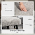 Miniatyrbillede 4 af 10: Rootz skammel - Fodstøtte Ottoman - Cashmere Look - Blød polstring - Stålben - Lysegrå - 42cm x 42cm x 47cm