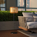 Miniatyrbillede 2 af 6: Rootz Havelys - Rattan Udendørs Lys - Solar Havelampe - Automatisk tænding - LED - Vejrbestandig - Metalramme - Sort + Gul - Ø34 x 130cm