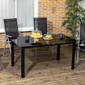 Miniatyrbillede 2 af 6: Rootz Havebord - 6 personers - Vejrbestandig - Hærdet glas - Terrassebord - Sort - 150 cm x 90 cm x 74 cm