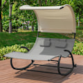 Miniatyrbild 2 av 7: Rootz Double Rocking Lounger - Solstol med hjul - Trädgårdssäng med solskydd - Slitstark metallram - Vattenavvisande syntetisk fiber - Lätt att rengör