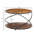 Miniatyrbillede 6 af 7: Rootz sofabord 58x58x35 cm massivt sheesham træ - metal sofabord rundt - Design stuebord sofabord massivt - Lille bord sidebord stue moderne med opbev