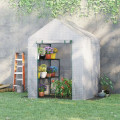 Miniatyrbild 2 av 7: Rootz Folieväxthus - Walk In Greenhouse med 4 hyllor - Tomatväxthus - Kallram med dragkedjedörrar - Stål - PE Plast - Vit - 143 x 143 x 195 cm