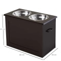 Miniatyrbillede 3 af 5: Rootz foderstation - 2 foderskåle i rustfrit stål - Skjult opbevaring - Hvid + Sølv - 60 cm x 30 cm x 41 cm