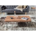 Miniatyrbillede 6 af 7: Rootz sofabord massivt træ akacie 115 cm bredt stuebord design metalben sidebord i landlig stil