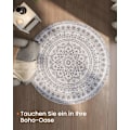 Miniatyrbillede 2 af 6: Rootz Dove Grey Boho Style Rundt tæppe - Cirkulært tæppe - Områdetæppe - Polyester/filt/TPR - 160 cm Diameter - Letvægts 2,8 kg