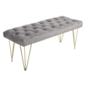 Miniatyrbillede 1 af 10: Rootz Sofa - Spisestue Sofa - Polstret Sofa - Fløjl - Metal - Grå - Guld - 116 x 44,5 x 49 cm