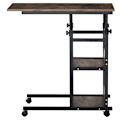 Miniatyrbillede 6 af 7: Rootz Sidebord - Sofabord med hjul - Højdejusterbart - Natbord med 2 nederste hylder - Sofabord - Spisestue - Stue - Metal - Brun - 80 x 40 x 72-82 cm