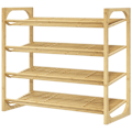 Miniatyrbillede 1 af 10: Rootz bambus skostativ - skostativ i naturtræ - 12 par opbevaring - Kompakt design - Let skrånende hylder - 76 cm x 33 cm x 67 cm