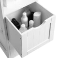Miniatyrbillede 5 af 7: Rootz Højt badeværelsesskab - Hvidt opbevaringsskab - MDF-møbler - Elegant design - 3 åbne rum - 2 skuffer - Alsidig brug - 30 cm x 30 cm x 141,5 cm