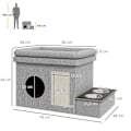 Miniatyrbillede 3 af 5: Rootz Cat House - Foderplads - 2 skåle i rustfrit stål - Ridsemåtte - Blød liggestolspude - Grå - 78 x 48 x 49,5 cm