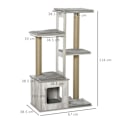Miniatyrbillede 3 af 11: Rootz Cat Tree Kradsestolpe - Grå - Konstrueret træ, jute, plys - 26,38 cm x 15,16 cm x 44,88 cm