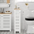 Miniatyrbillede 2 af 8: Rootz smalt toiletpapirskab - Badeværelsesopbevaring - Pladsbesparende - MDF-konstruktion - Skimmelmodstandsdygtig - Luftgennemtrængelige lameller - 2