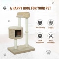Miniatyrbillede 5 af 11: Rootz Cat Tree - beige, kaffe - klasse E1 spånplade, plys, jute - 24 cm x 16,14 cm x 37,8 cm