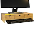 Miniatyrbild 7 av 7: Rootz Bamboo Monitor Stand Datorskärm- Monitor Stand Monitor Riser Desk Organizer med 3 lådor